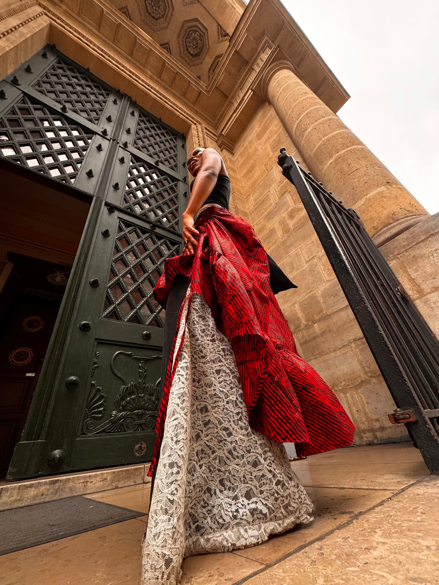 Asymmetrical Skirt Adire Print