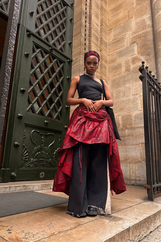 Asymmetrical Skirt Adire Print